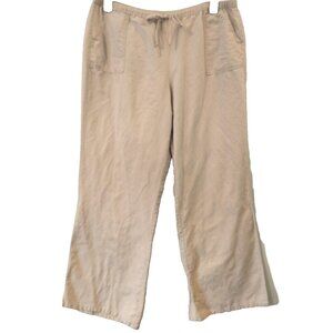New York & Co Women's Wide-Leg Linen Blend Pants Beige Drawstring Relaxed - XL